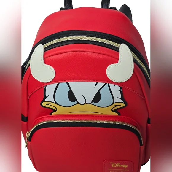 Loungefly Disney Devil Donald Duck Mini Backpack Exclusive Glows Nwt - Picture 2 of 11
